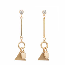 Top Design OEM Women Promotion Gift Pendant Earrings Jewelry Geometric Dangle Simple Gold Copper Alloy Drop Triangle Charm Earring